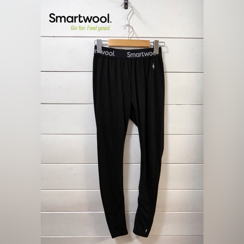 SMARTWOOL Black Merino Wool Base Layer Leggings XS